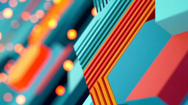 Geometric abstract pattern with modern design composition in bold contrasting colors, contemporary business backdrop concept, defocused, with copy space