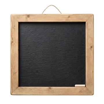 Square blank black chalkboard with wooden frame