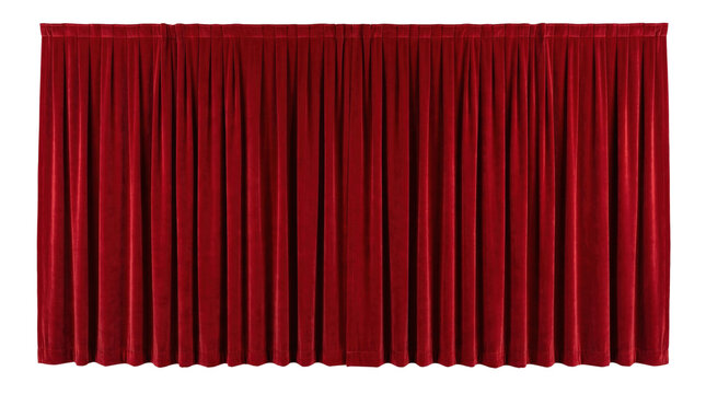 Red theatrical velvet stage curtain valance top