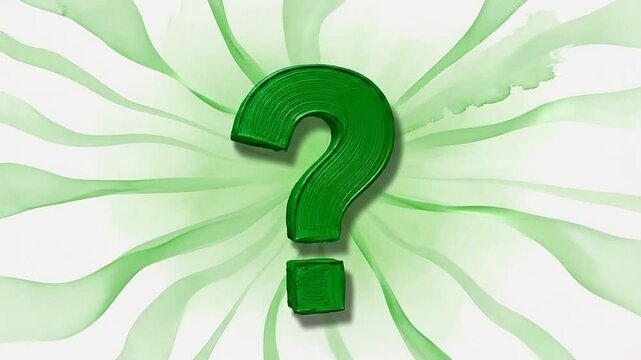 Green question mark on abstract background.