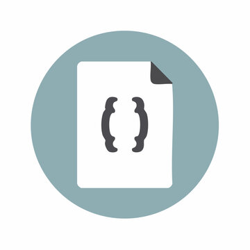Flat design icon of code brackets on a document