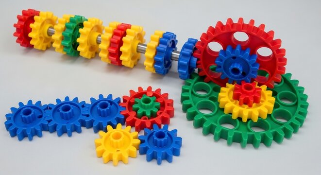 Colorful gear mechanism illustration