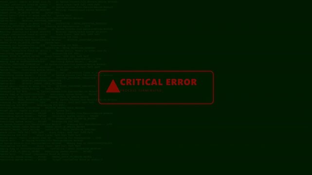 System Critical Error Red Warning Notification on Glitchy Cyber Security Terminal Screen
