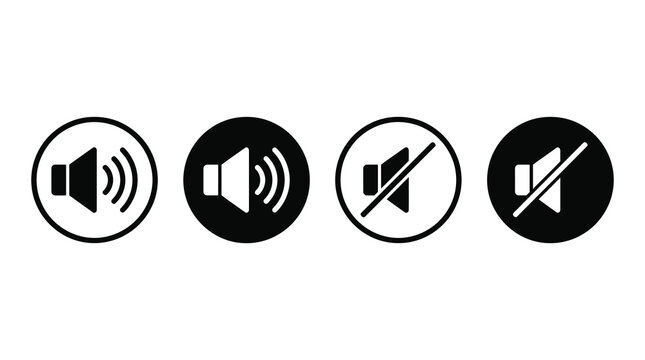 Sound and mute volume icons for interface design with interface settings communication technology