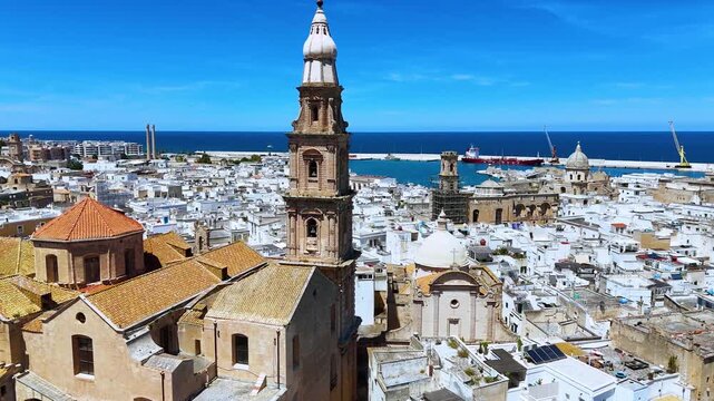 View of Monopoli, a town in the Metropolitan City of Bari, Apulia, Italy, located on the Adriatic Sea