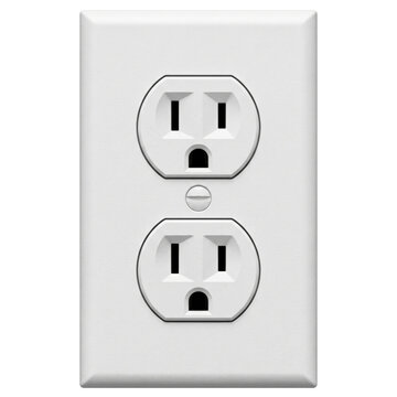 White standard double electrical power outlet receptacle