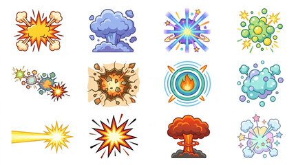 Collection of comic book style explosion and blast effects. © parunten
