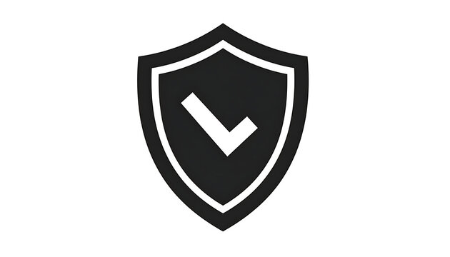 Black shield icon with checkmark inside, representing security, safety, approval, or verification, simple vector graphic