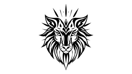Obraz premium Stylized illustration of a fierce wolf head with sharp lines.