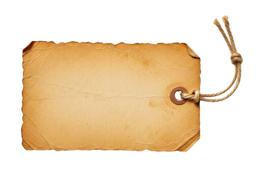 Vintage brown paper tag with string isolated on transparent background isolated on transparent background