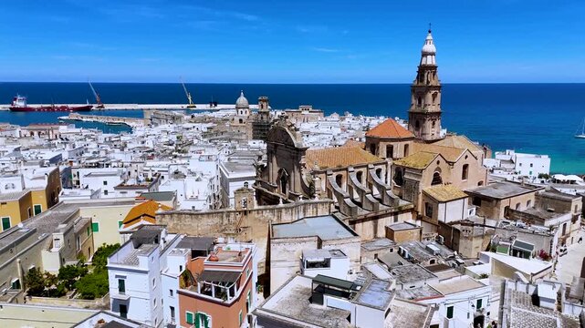 View of Monopoli, a town in the Metropolitan City of Bari, Apulia, Italy, located on the Adriatic Sea