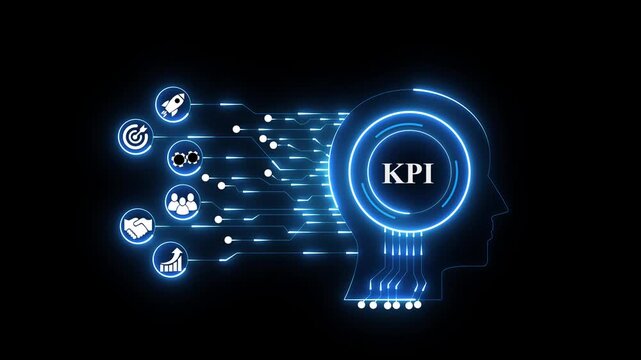 KPI - Key performance indicator. Business and industrial analysis. Internet and technology concept on virtual screen.4k animation