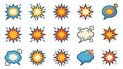 Fototapeta premium Collection of Comic Book Style Explosion and Speech Bubble Graphics.