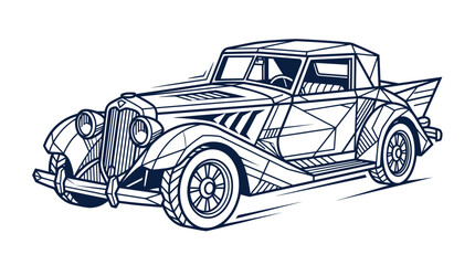 Obraz premium Vintage Car Illustration - Geometric Art Deco Style Drawing