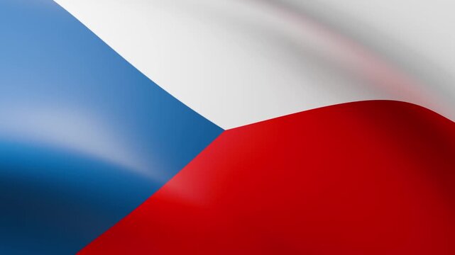 
3D animation of the  Czechia flag waving with realistic cloth physics and close-up view