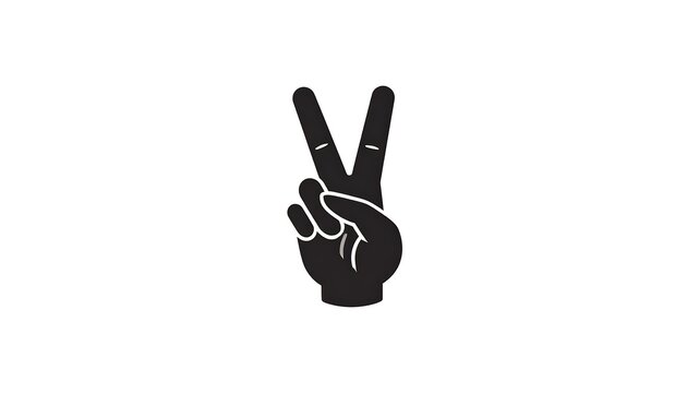 A black hand gesture with two fingers raised