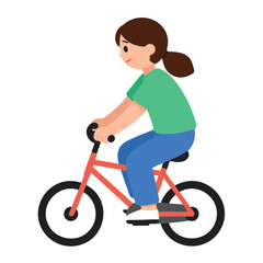 Fototapeta premium Young woman enjoying a bicycle ride on a sunny day in a simple vector style