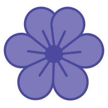 Simple violet flower illustration with six petals and a circular dark violet center