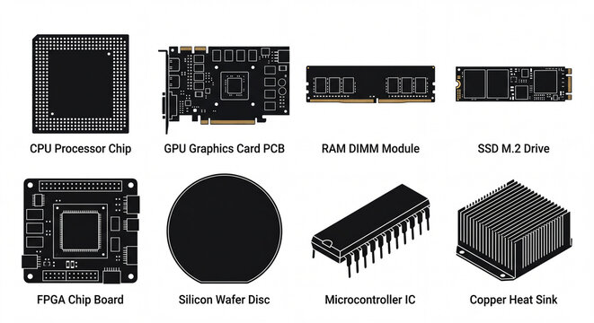 High Resolution 8 Semiconductor Chip Items Asset Collection