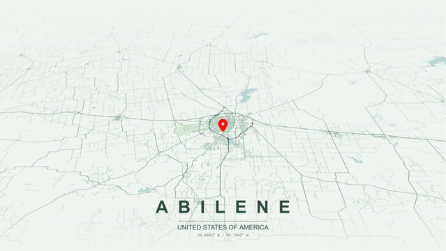 Modern minimalist vector map of Abilene, Texas, USA. High-quality scalable illustration of Abilene city grid, Interstate 20 and US Route 83 highway axis for posters design.