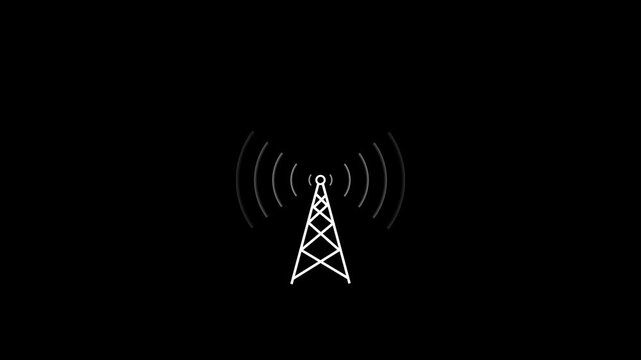  WiFi icon animation on black background. WiFi icon. neon wife error stoke icon concept . network net connection icon logo Wi-Fi . technology wireless signal icon .
