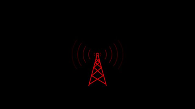  WiFi icon animation on black background. WiFi icon symbolizing internet access.  icon concept . network net connection icon logo Wi-Fi . technology wireless signal icon .