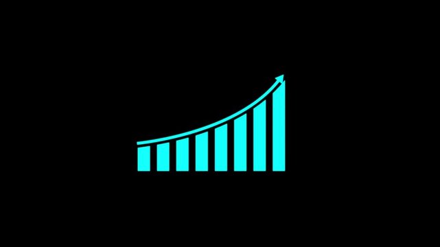 Business growth concept in graph chart showing marketing sales profit increasing to future target. business graph bars columns growth animation arrow on black .Business graph chart growing business