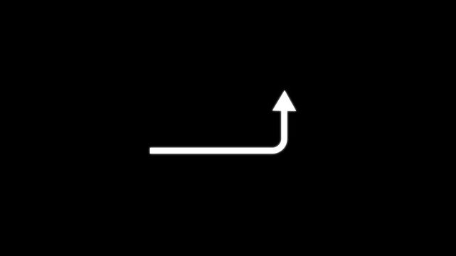 large size White long arrow. Straight long arrow icon. White long arrow pointing to .Go right and then go up.site in isolated block  background 