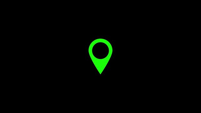 Map pointer icon set with pin symbols for navigation and location markers. location markers 4k on black background