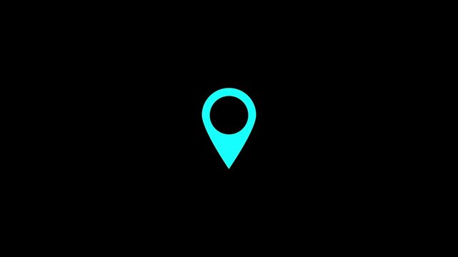 Map pointer icon set with pin symbols for navigation and location markers. location markers 4k on black background