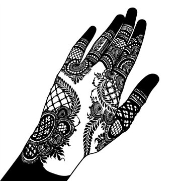 hand with henna tattoo design