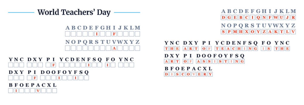 World Teachers' Day Cryptograms Letters Puzzle  with Answers