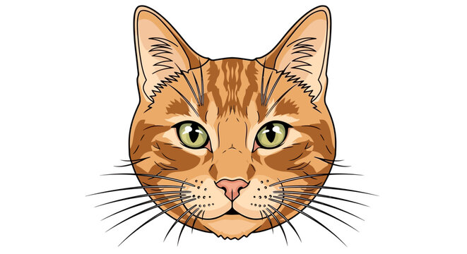 Illustration of a Cute Ginger Cat Face with Whiskers.