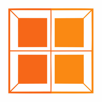 Geometric icon of four orange squares in a grid