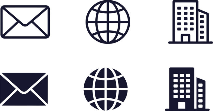 Business Communication and Global Office Icons Set