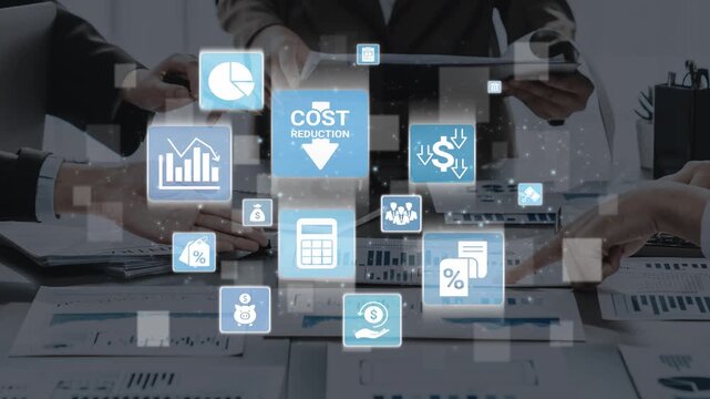 Cost reduction and cost saving through digital transformation, business cost optimization, operational cost reduction, financial savings, and resource efficiency strategy for business success. Funnel