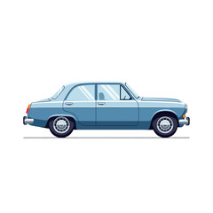 Obraz premium Classic Blue Sedan Car Illustration Isolated on White