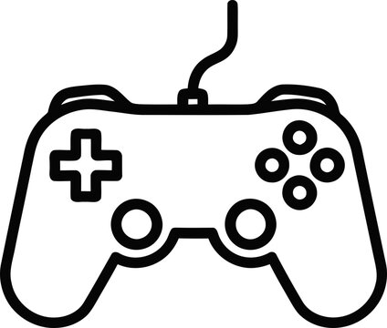 Video Game Controller Icon, Classic Joystick Outline, Digital Entertainment
