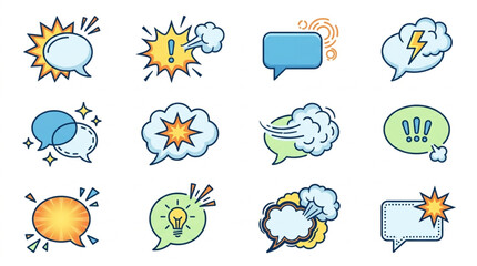 Obraz premium Collection of Comic Style Speech Bubbles and Icons.