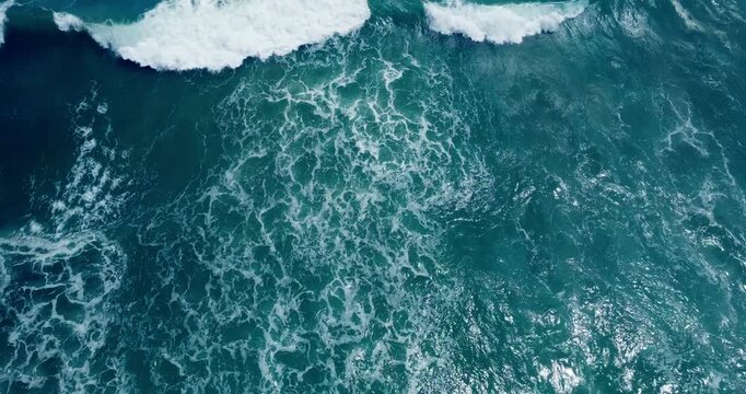 Top-view video blue water surface
