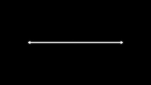 double headed arrow with architectural design style narrow thin black line and points animates on and off screen for instructional demonstration 4k animation video