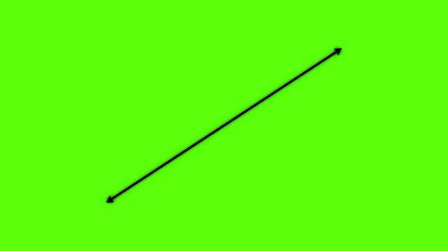 double headed arrow with architectural design style narrow thin black line and points animates on and off screen for instructional demonstration 4k animation video