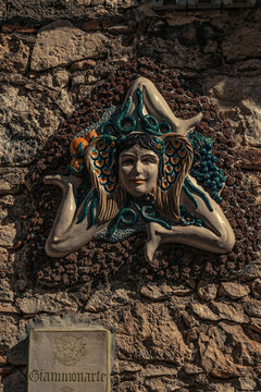 Italy Sycily Taormina, 2026-04-04 - Ceramic Gorgon Medusa Trinacria 