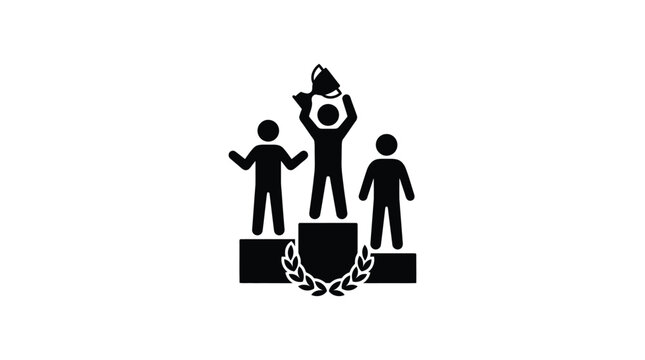 podium winners silhouette trophy first second third place competition award contest achievement
