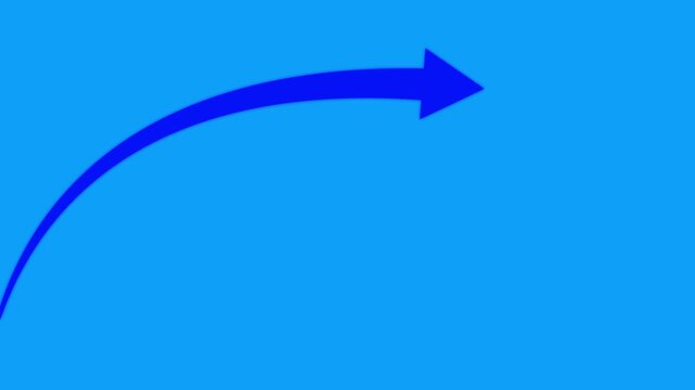 Glowing Blue Curved Arrow Down on Dark Background &ndash; Glowing Decline Trend, Falling Graph, Data Analytics Concept