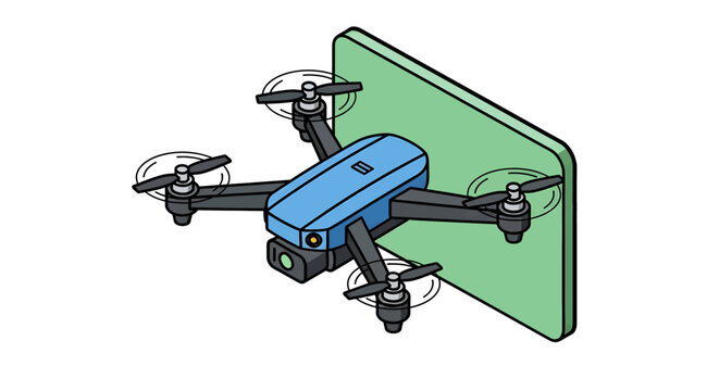 Drone quadcopter with blue body.