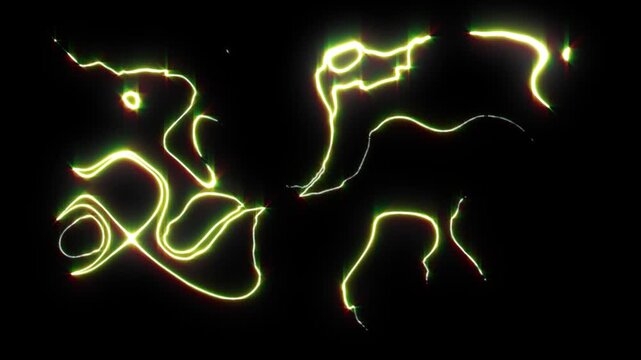 Electric shock animation with lightning bolts, realistic lightning strike, glowing energy bursts and seamless loop visual effects background for titles and logos in 4K