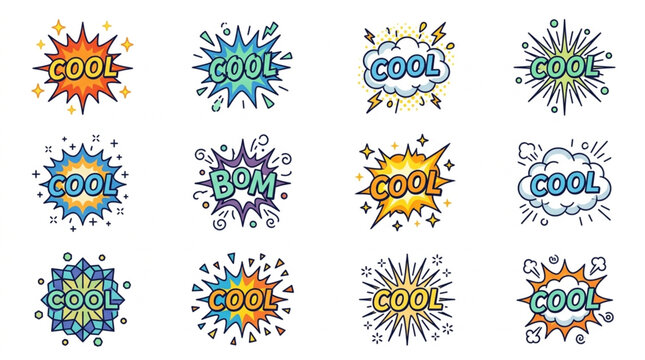 Collection of Cool Comic Book Style Speech Bubbles.