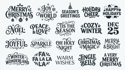 Christmas Typography Collection: Merry Christmas, Joyful Greetings, Holiday Wishes © Jarum Jar