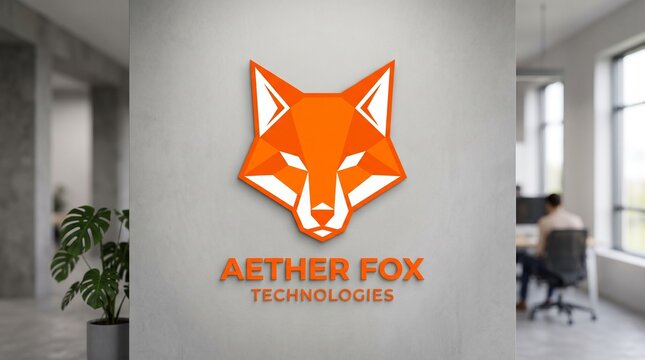 Business Logo Design, Aether Fox Technologies, Modern Office, Graphic Art, Creative Environment, Professional View, Branding Concept